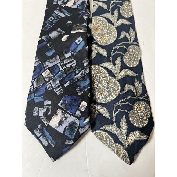 Lot 2  Pierre Balmain Paisley Floral Geometric Art 100% Silk Mens Tie Necktie - Picture 1 of 7